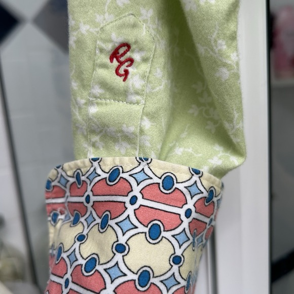 Robert Graham Classic Fit Spring Green Ivy Print Colorful Flip Cuffs Size XL - Picture 6 of 9